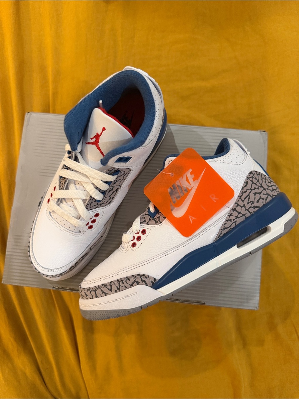 Kids Air Jordan 3 Retro 5y - White / Navy / Red